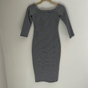 Zara Trafaluc bodycon striped dress NWOT black white fitted S small